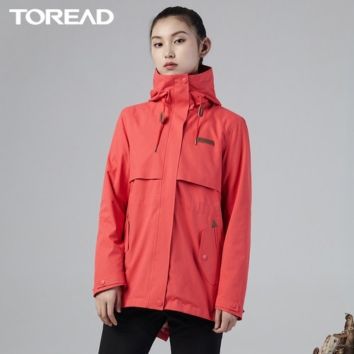 探路者冲锋衣女三合一外套加绒可拆卸秋冬季加厚户外抓绒两件套 - 图0