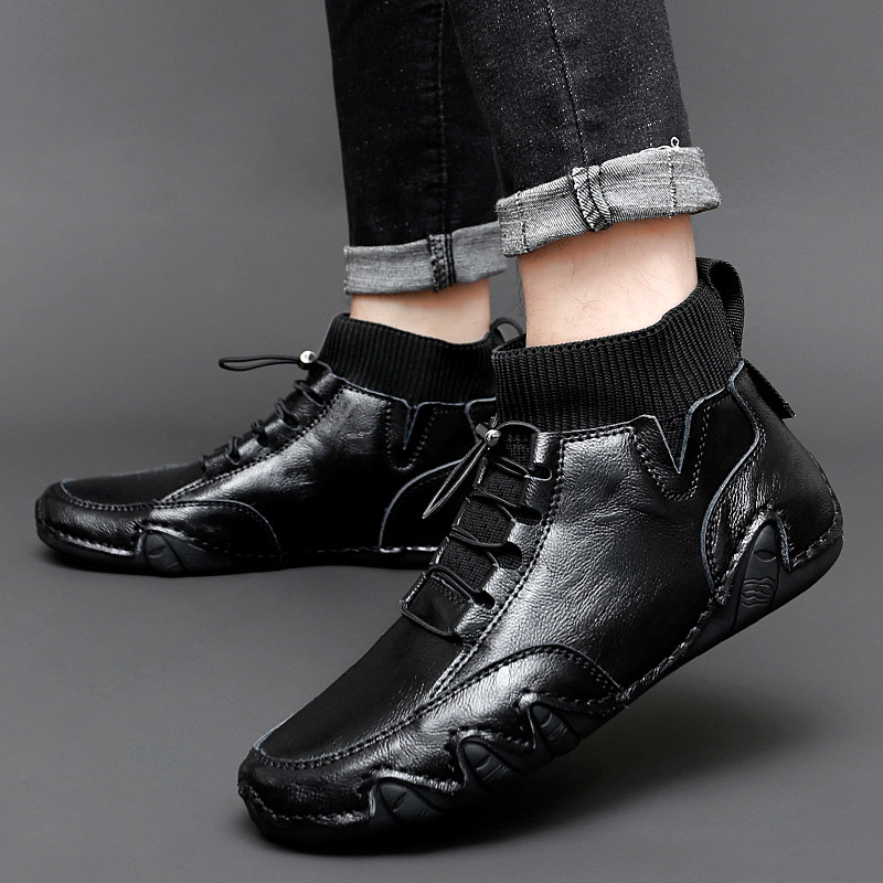 2025秋冬新款马丁靴潮休闲高帮皮鞋男豆豆鞋中邦加绒棉鞋短靴,淘宝优惠券,粉丝福利购,淘宝优惠卷