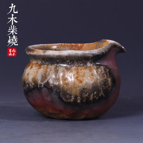 九木柴烧公道杯 手捏公道杯浮雕带把茶海分茶器直把公道杯145-158 - 图1