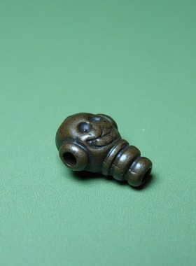 15mm文玩复刻天铁托甲利马铜三通配饰尸陀林主佛头佛塔一体束绳