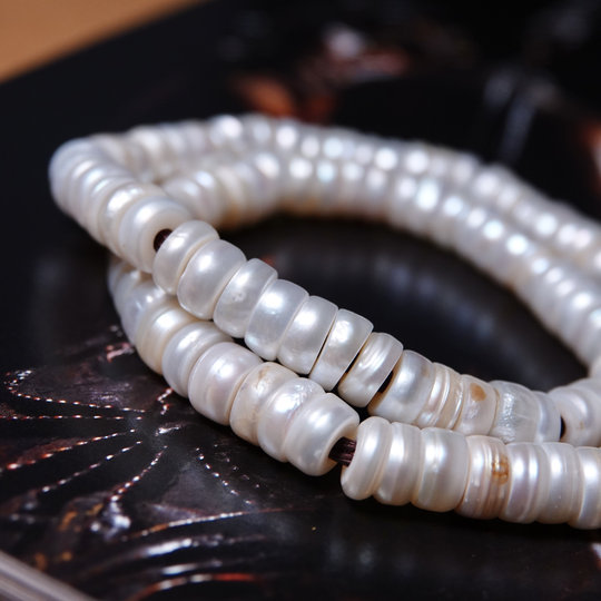 About 7.5mm pastoral area straight-cut hand-polished old pearl plain string play pure hand DIY rosary bracelet portable accessories