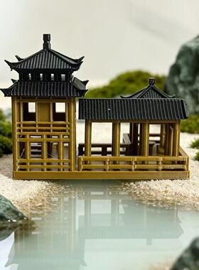 国风古建3D打印水陆鱼缸假山造景