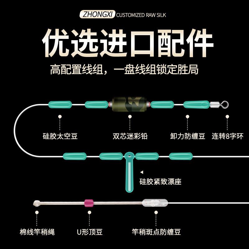 中西黑坑艺鱼线套装全套主线正品钓鱼成品线组超强拉力鲫鱼鲤鱼线 - 图0