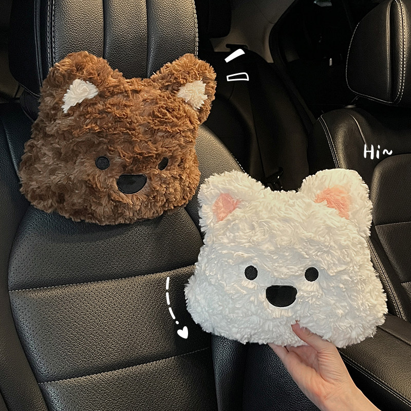 汽车腰靠头枕车载座椅靠枕套装卡通可爱小熊护腰靠垫车内装饰用品,淘宝优惠券,粉丝福利购,淘宝优惠卷