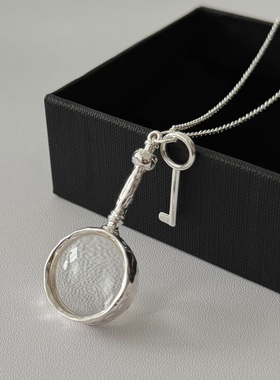 SAMPAN摩登肌理感放大镜密钥长项链小众高级感复古毛衣链简约个性