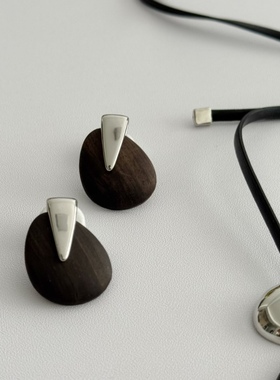 SAMPAN小众设计感银色金属拼接黑檀木项链轻奢小众设计高级感可调