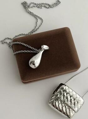 吊坠银色高级感小众设计长款项链