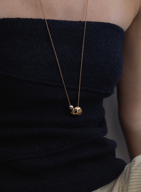 SAMPAN韩国midnight小众设计不规则纹理金银撞色项链高级感毛衣链