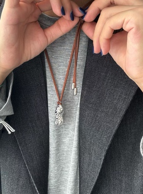 小众设计秋冬新款毛衣链好事花生绑绳项链金色好运好事发生项链