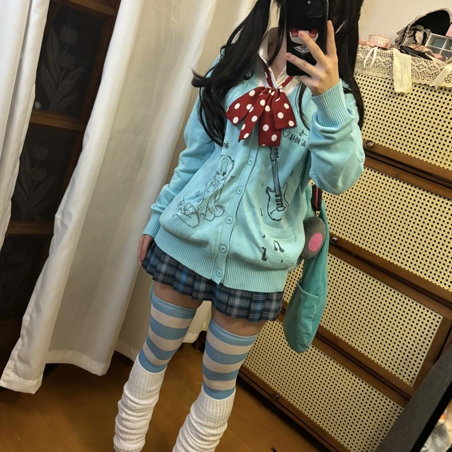 原创自制宅系可爱二次元动漫感毛衣女宽松百搭JK制服开衫外套上衣 - 图2