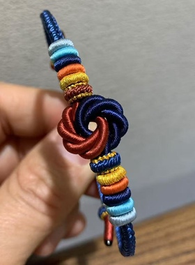 故宫配色纯手工编织高货手编绳黄金翡翠水晶玉石配绳可调节手绳女