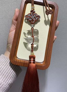 天然白水晶葫芦车载挂件 中国结流苏后视镜挂饰男女汽车平安礼品