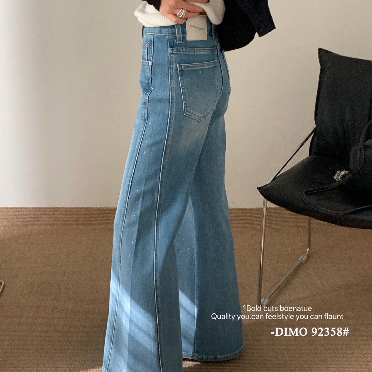 DIMO-华的烫钻精致工艺小阔腿微喇裤牛仔裤(质感洗水满分)92358兰,淘宝优惠券,粉丝福利购,淘宝优惠卷