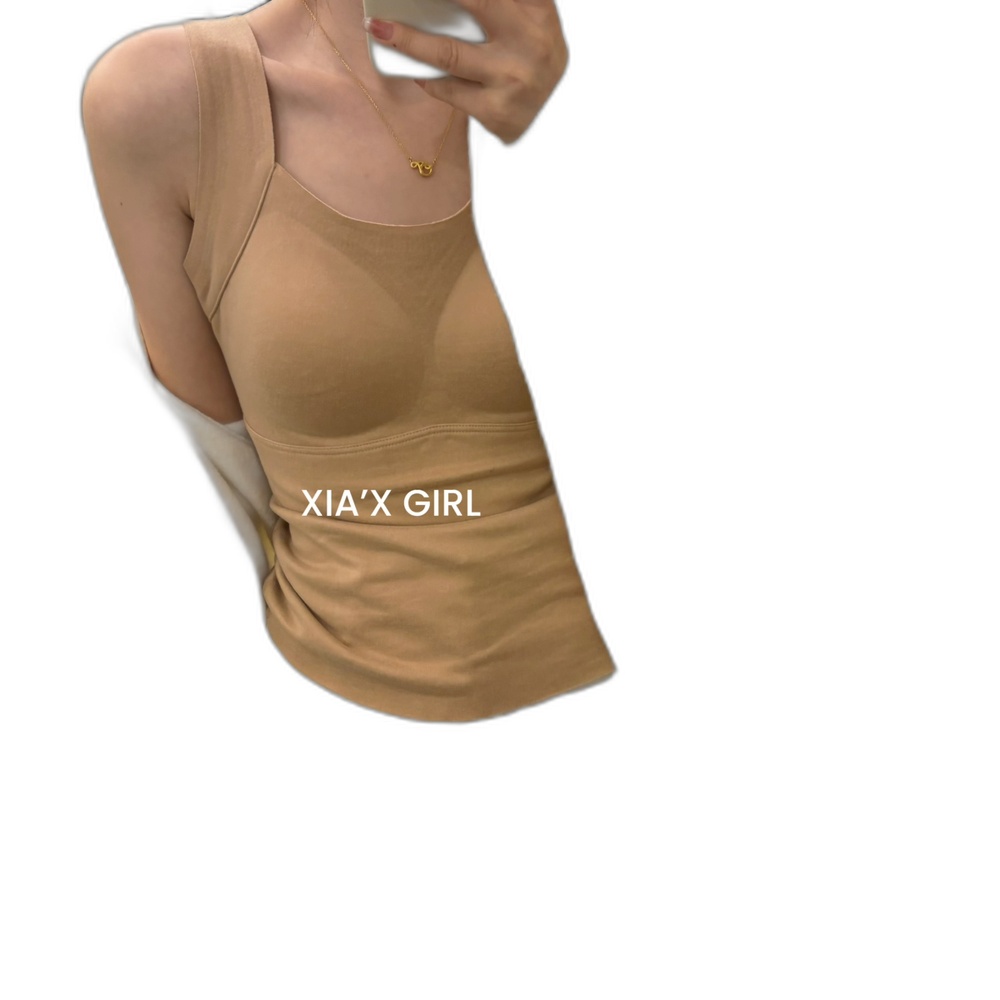 XIA夏夏-山羊绒圆领提拉速温保暖固定杯全包裹杯垫打底背心HS9028 - 图3