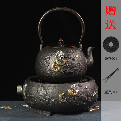 铁壶铸铁泡茶烧水壶电陶炉煮茶器日本纯手工铁茶壶煮水壶茶具套装 - 图0