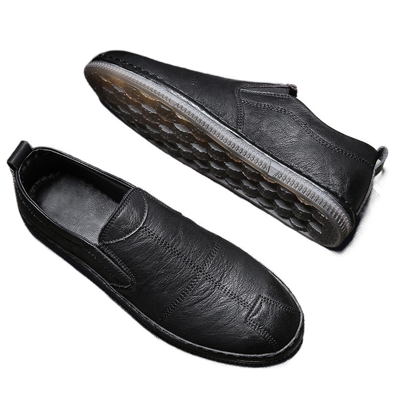 休闲皮鞋男商务软底英伦风牛筋底潮鞋2025秋季懒人鞋一脚蹬豆豆鞋,淘宝优惠券,粉丝福利购,淘宝优惠卷