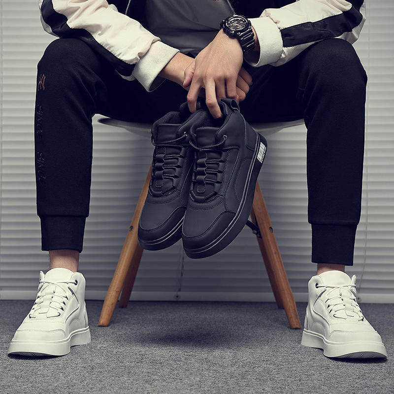 男鞋黑色休闲板鞋子劳保工作黑色皮鞋冬季加绒潮鞋,淘宝优惠券,粉丝福利购,淘宝优惠卷