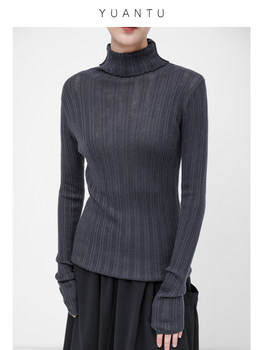 Yuantu Sheep Wool Temperament Turtleneck Bottoming Sweater ຂອງແມ່ຍິງດູໃບໄມ້ລົ່ນແລະລະດູຫນາວບາງໆຄຸນນະພາບສູງ Slim Fit Minimalist Sweater