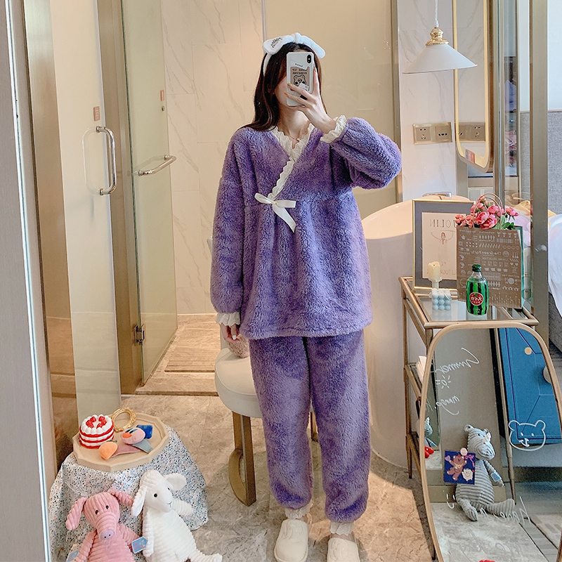 孕妇秋冬加绒月子服喂奶10月睡衣 诺初宠爱哺乳衣/月子服