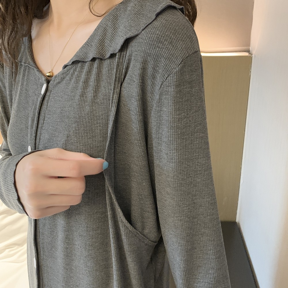 月子服2022春秋季坑条纯棉产后睡衣 诺初宠爱家居服套装