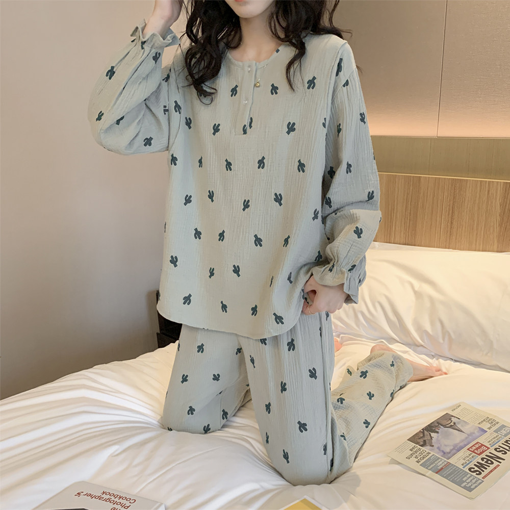 纱布月子服秋季产后纯棉怀孕期睡衣 诺初宠爱家居服套装