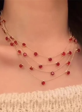 多层锆石项链秋冬新款爆款锁骨链