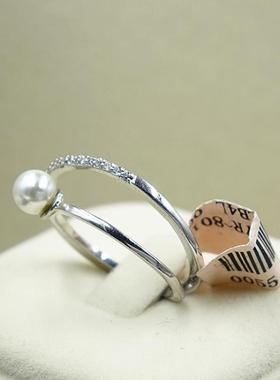 链条微镶锆石双层日韩风关节戒指