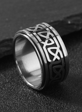 欧美复古不锈钢男士十字架戒指