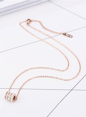 欧美新款三排锆石圆环锁骨链个性