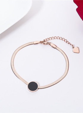 新款时尚蛇骨链钛钢手链女玫瑰金