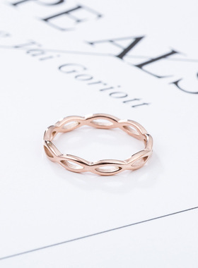 韩版钛钢玫瑰金戒指35