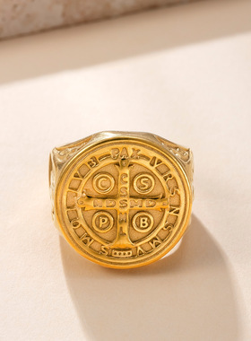 不锈钢指南针男士戒指