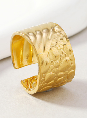 跨境小众几何树叶爱心钛钢戒指