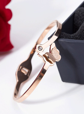 饰品简约不锈钢立体磨砂手镯女