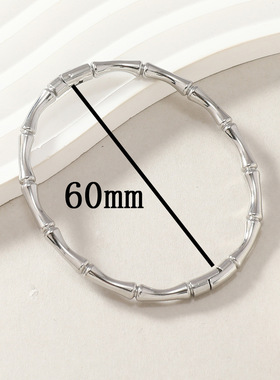 欧美简约复古竹节纹钛钢手镯