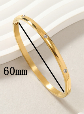 钛钢镶钻简约情侣手镯