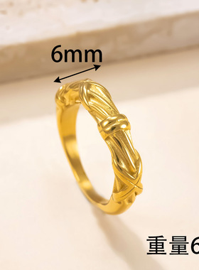 跨境热卖轻奢18K金钛钢食指戒