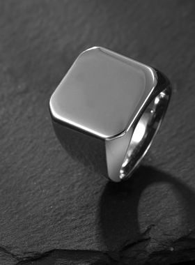 欧美不锈钢斜角光面男士戒指