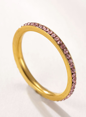 跨境爆款钛钢彩钻情侣戒指