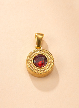 复古宫廷风圆形镶钻不锈钢项链