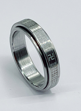 跨境不锈钢6mm卍字心经可转戒