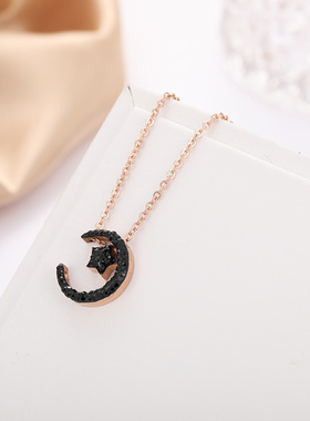 新款森系钛钢玫瑰金网红星星月亮