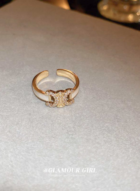 金色系锆石爱心开口戒指轻奢气质星星几何食指戒时尚高级感指环女