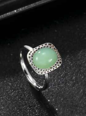 欧美跨境钛钢天然石戒指