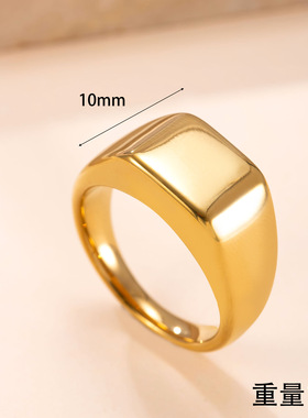跨境热销不锈钢镀18K金方戒