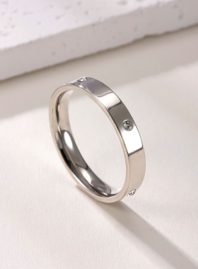 跨境钛钢三生三世镶钻对戒