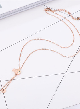 好运小鱼流苏铜钱磨砂鱼项链女