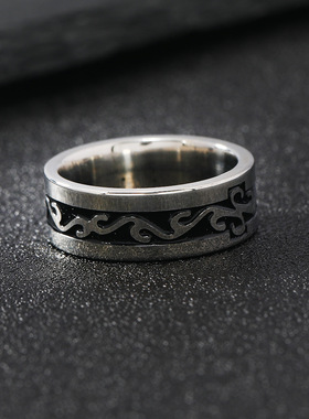 钛钢龙纹戒指男款不掉色
