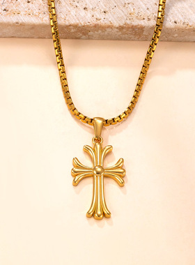 轻奢镶钻十字架不锈钢项链
