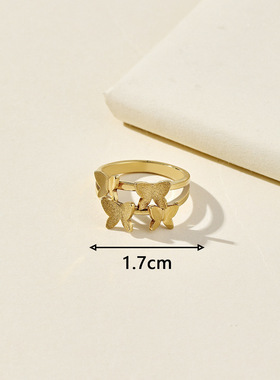 日韩风蝴蝶磨砂钛钢戒指